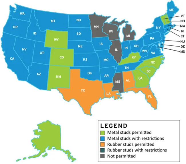 Studded tire laws by state